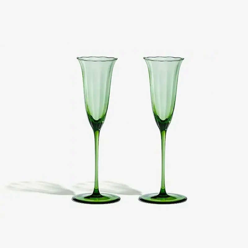 Home Bar Set - 북유럽 레트로 플라워 크리스탈 와인잔 세트,