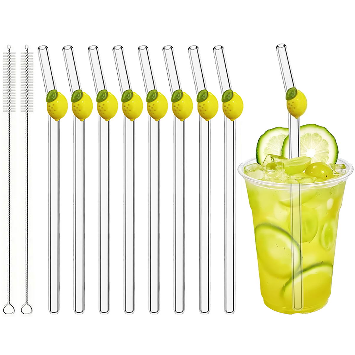 Home Bar Set - 200*8mm 마시는 밀짚 세트 브러시 2/4/6/8pcs
