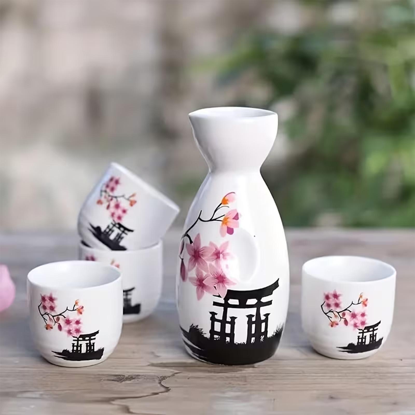 일본식 사케 세트, 꽃무늬 와인 카라페와 4개의 술잔, - Home Bar Set 리뷰 및 가격